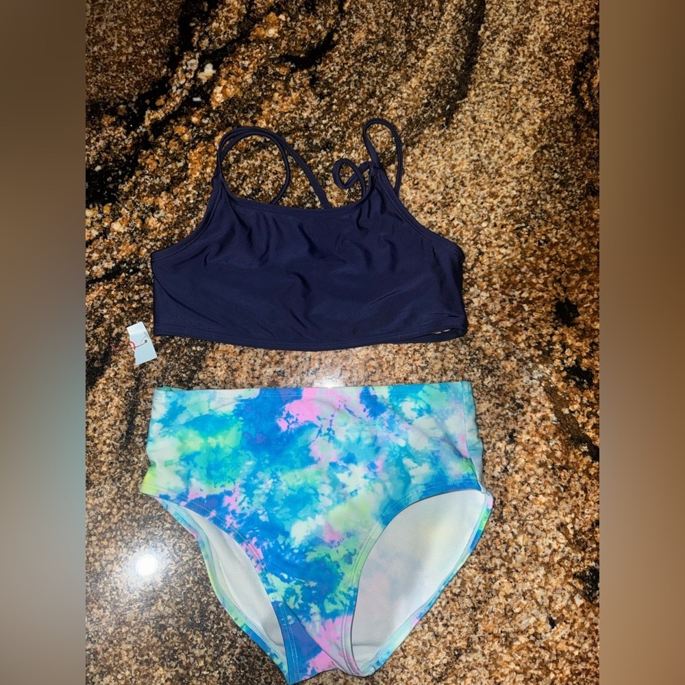 Cat & Jack Navy and Tie-Dye Bikini